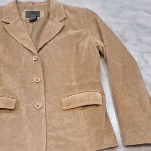 Vintage‎ Uniform John Paul Richard Suede Light Brown Blazer Leather Sz 12 Med-Lg